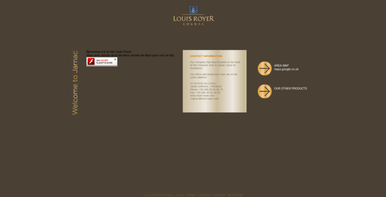 Contact page of #7 Top Cognac Brand: Louis Royer Cognac