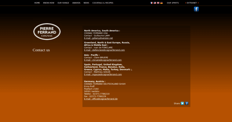 Home page of #6 Leading Cognac Label: Pierre Ferrand Reserve Cognac