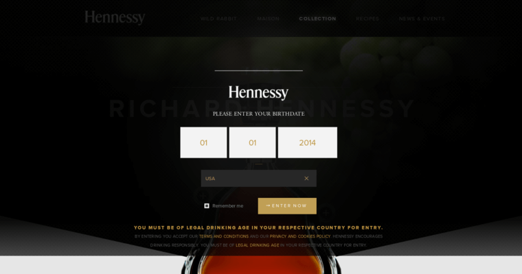 Home page of #4 Top Cognac Brand: Richard Hennessy Cognac