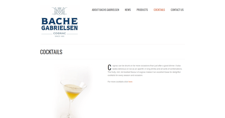 Cocktails page of #10 Top VS Cognac Brand: Bache-Gabrielsen Tre Kors VS Cognac
