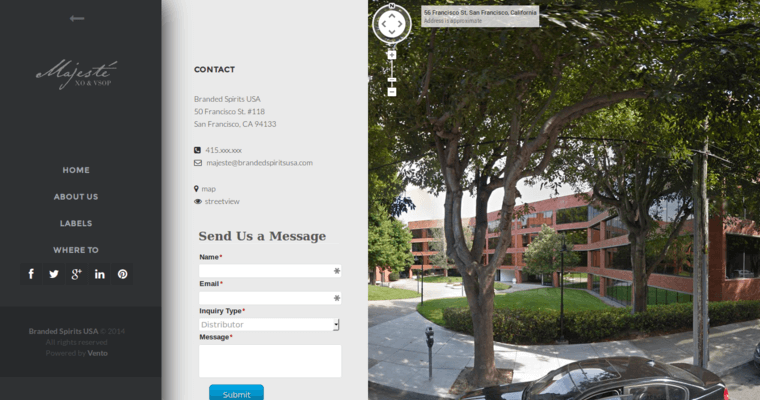 Contact page of #1 Leading VSOP Cognac Brand: Majeste VSOP