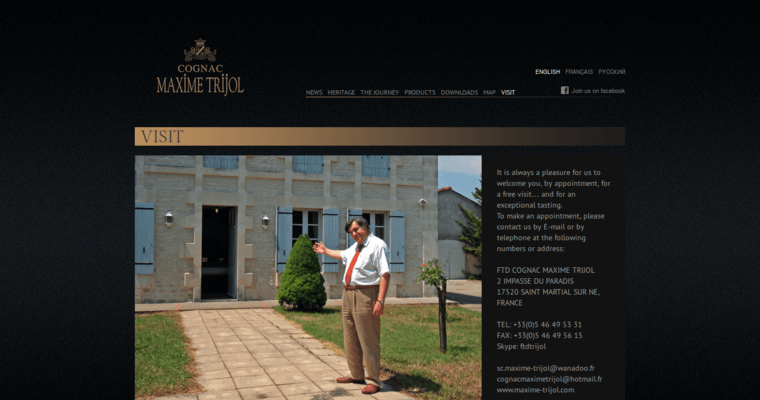 Contact page of #9 Best XO Cognac Label: Maxime Trijol XO