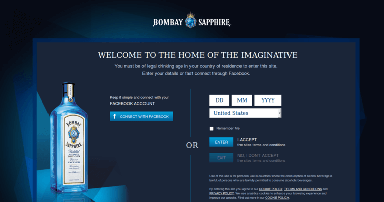 Home page of #3 Best Gin Brand: Bombay Sapphire