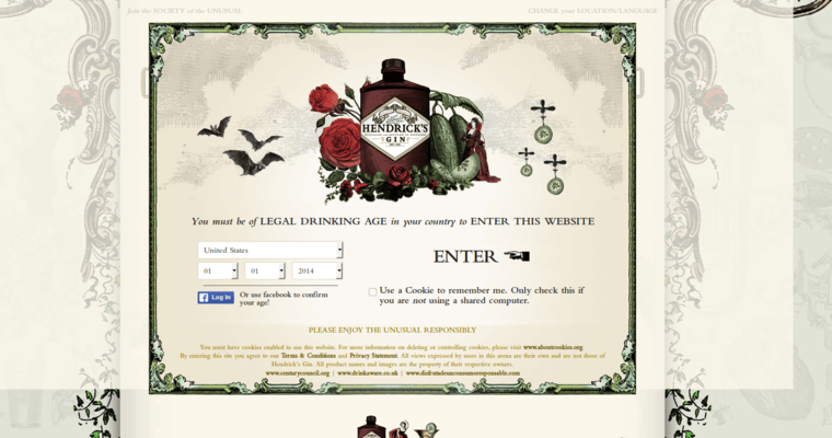 Home page of #2 Best Gin Label: Hendrick's Gin