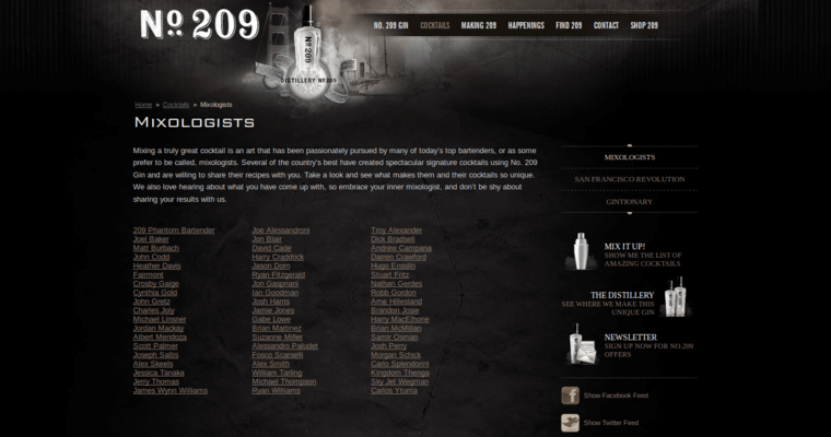Mixologists page of #10 Leading Gin Label: No. 209 Gin