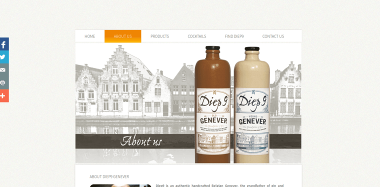 About page of #2 Best Jenever Gin Label: Diep 9 Young Grain Genever Gin