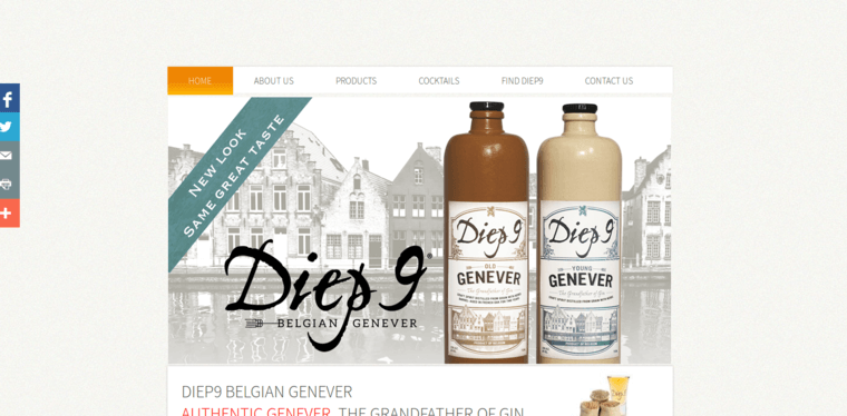 Home page of #2 Leading Jenever Gin Label: Diep 9 Young Grain Genever Gin