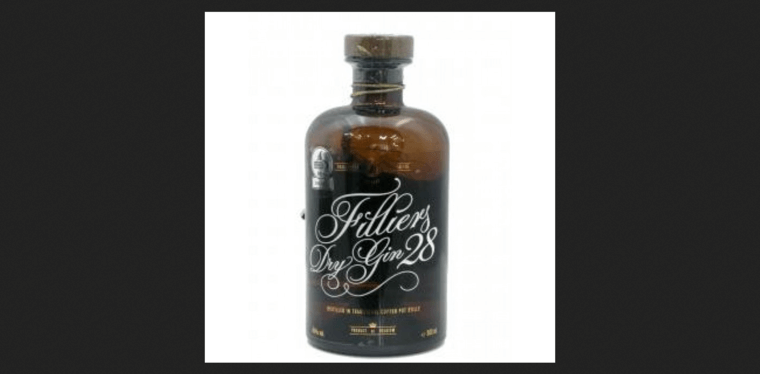 Bottle page of #8 Leading Jenever Gin Label: Filliers No. 28 Dry Gin