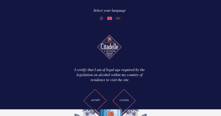 Home page of #1 Leading Jenever Gin Label: Citadelle Reserve Gin