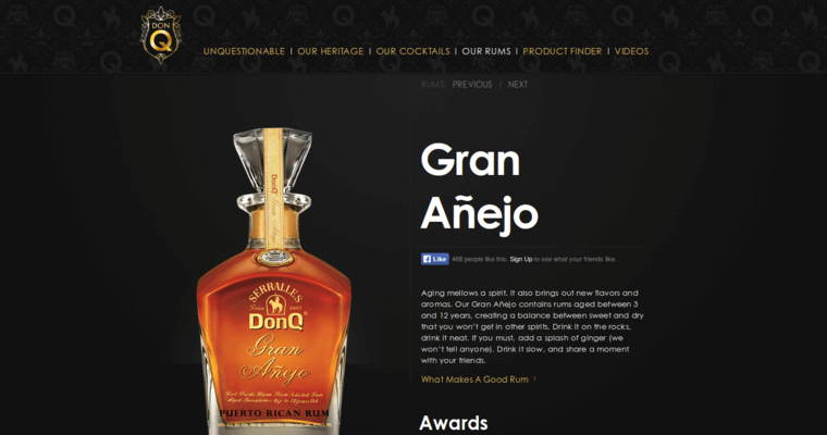 Home page of #5 Leading Rum Label: DonQ Gran Anejo Rum