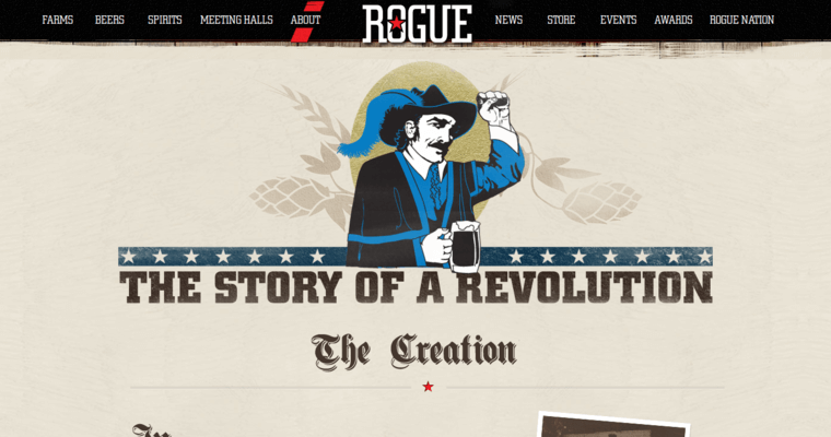 About page of #8 Leading Rum Label: Rogue Dark Rum