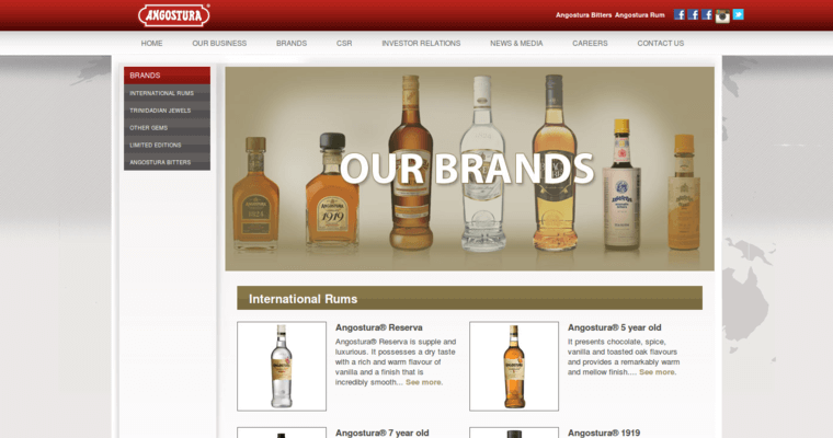 Home page of #2 Leading Dark Rum Label: Angostura 7 Year Old Dark Rum