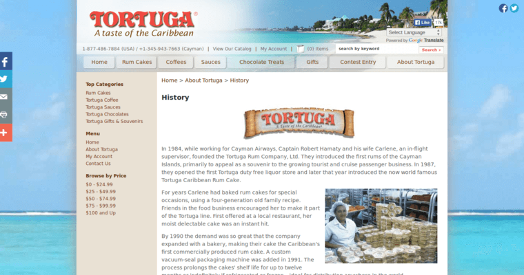 Story page of #10 Leading Gold Rum Brand: Tortuga Gold Rum