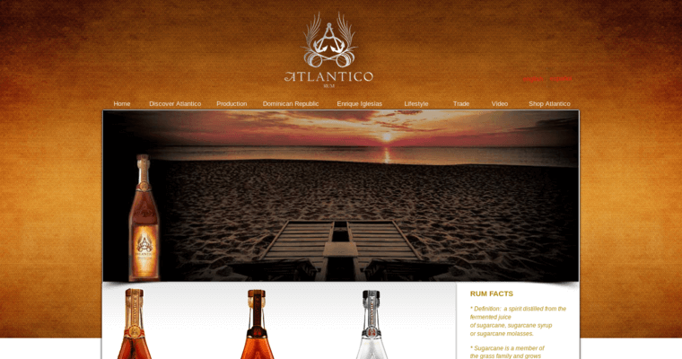 Bottles page of #1 Top Silver Rum Brand: Atlantico Rum