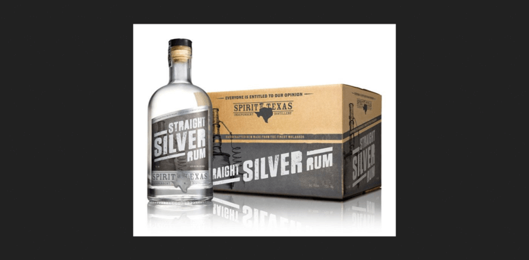 Bottle page of #3 Top Silver Rum Brand: Spirit of Texas Straight