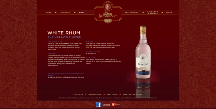 Home page of #2 Leading Silver Rum Brand: Rhum Barbancourt