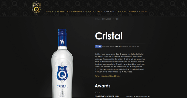 Home page of #8 Best Silver Rum Brand: Don Q Cristal Rum