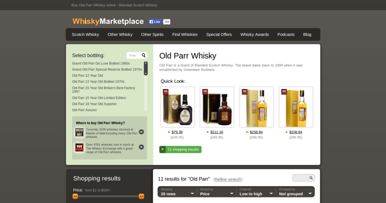 Home page of #10 Top Scotch Whiskey Label: Old Parr Superior 18 YO