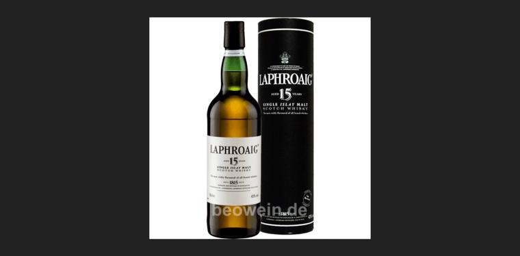 Bottle page of #4 Best Single Malt Scotch Brand: Laphroaig 15