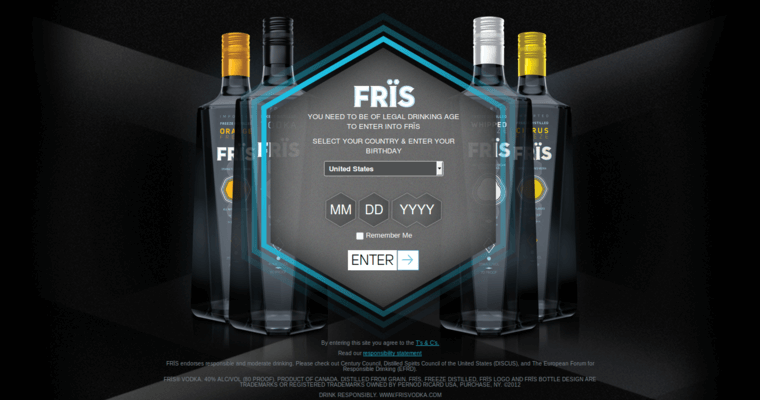 Contact page of #9 Top Vodka Brand: Fris Vodka