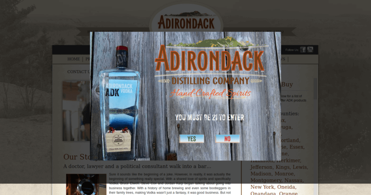 Story page of #10 Leading Vodka Label: Adirondack Vodka