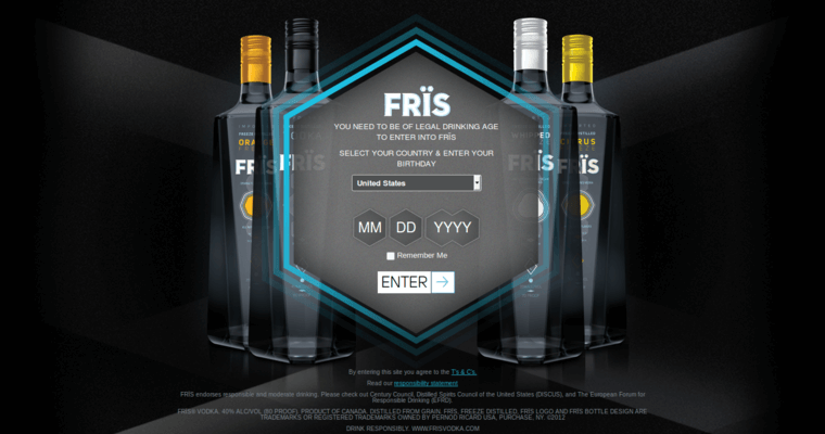 About page of #9 Leading Vodka Label: Fris Vodka