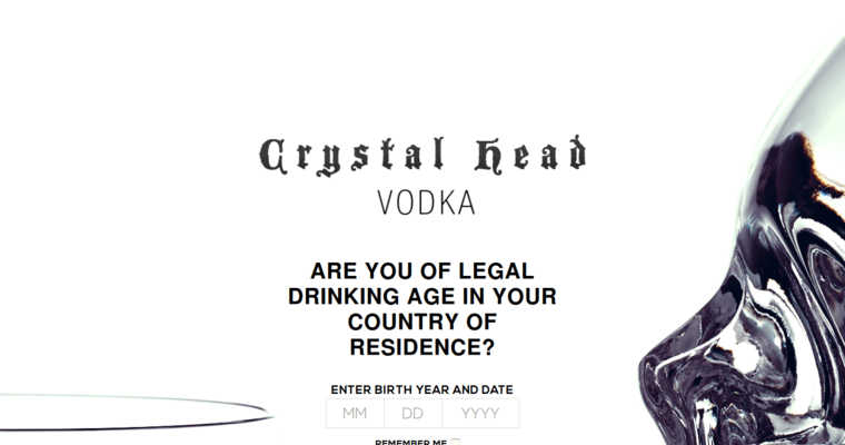 Home page of #1 Top Grain Vodka Label: Crystal Head Vodka