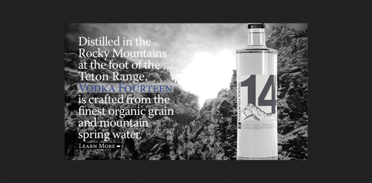 Bottle page of #8 Best Grain Vodka Label: Vodka Fourteen Organic Craft Distilled Vodka