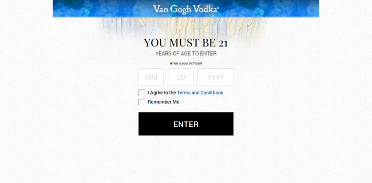 Home page of #7 Top Grain Vodka Label: Vincent Van Gogh Classic Vodka