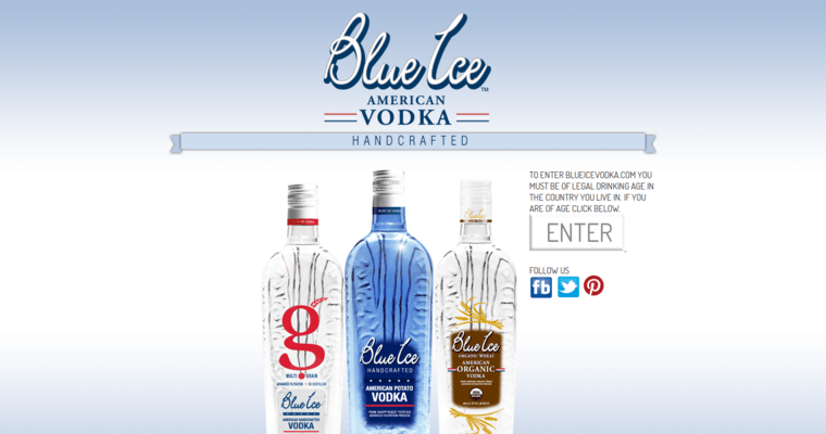 Home page of #5 Top Potato Vodka Brand: Blue Ice