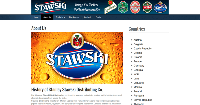 About page of #8 Top Potato Vodka Brand: Stawski Potato Vodka